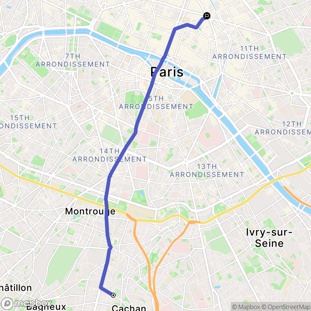 Cachan : carte du parcours de randonnée - France