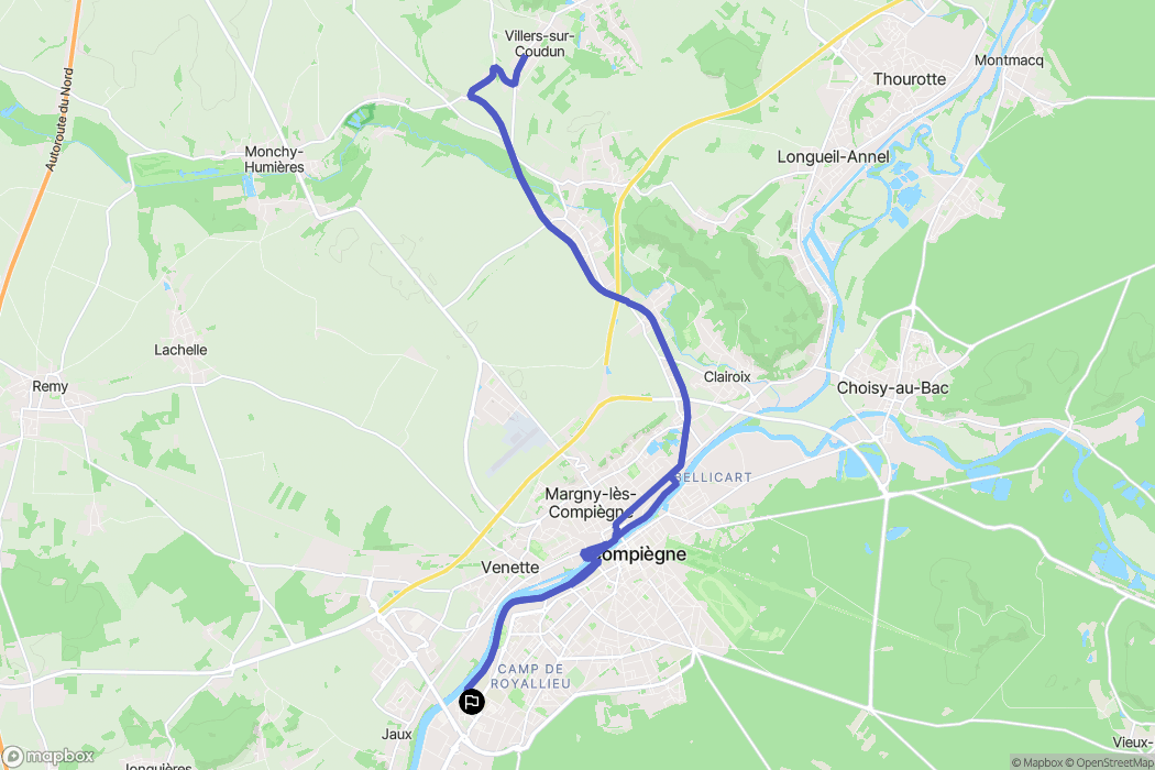 Compiègne : carte du parcours de randonnée - France