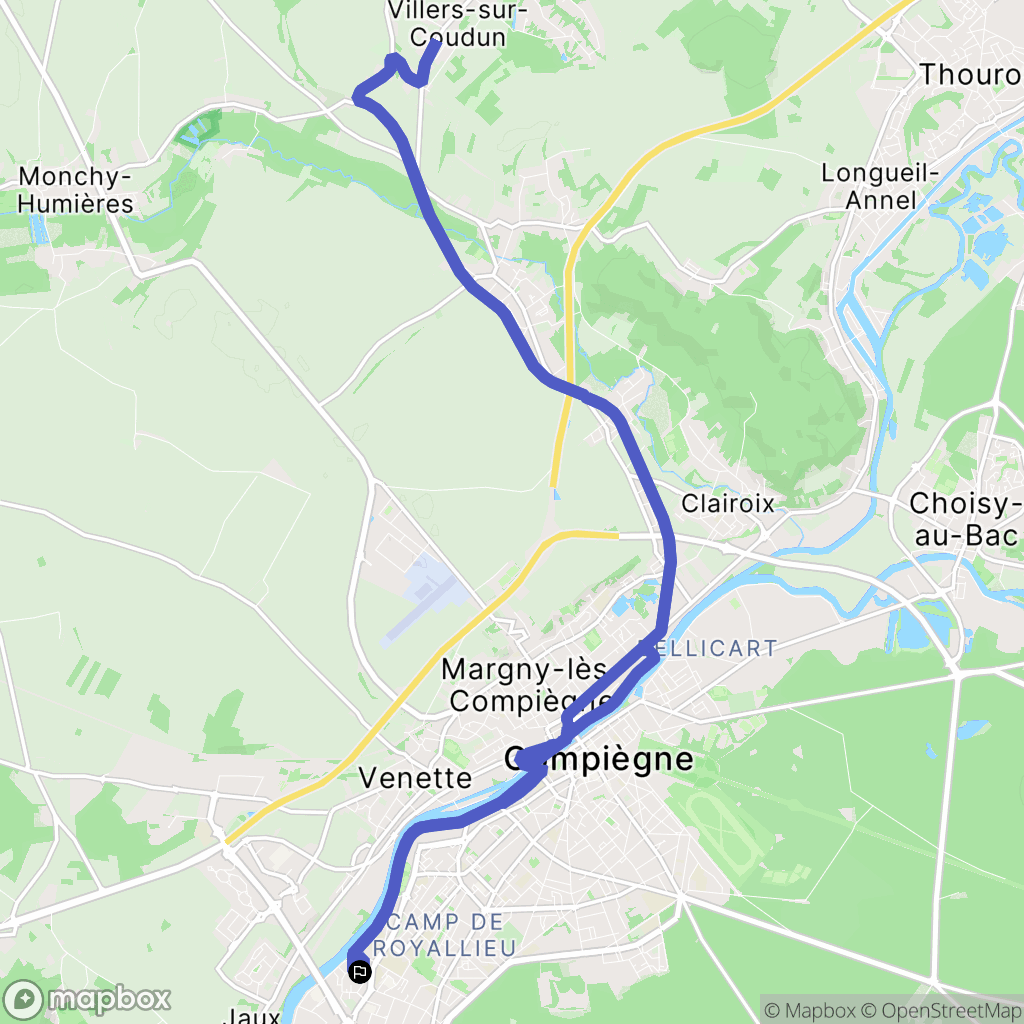 Compiègne : carte du parcours de randonnée - France