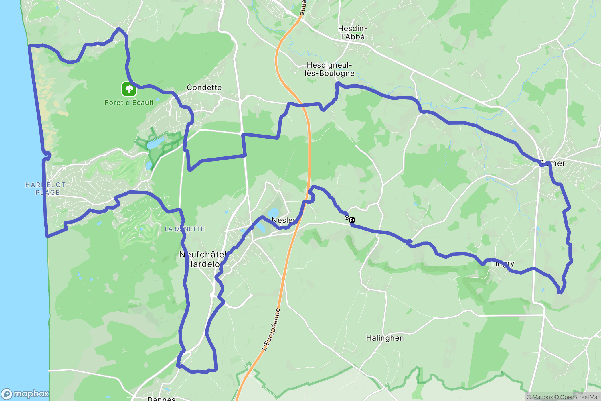 Verlincthun : carte du parcours de randonnée - France