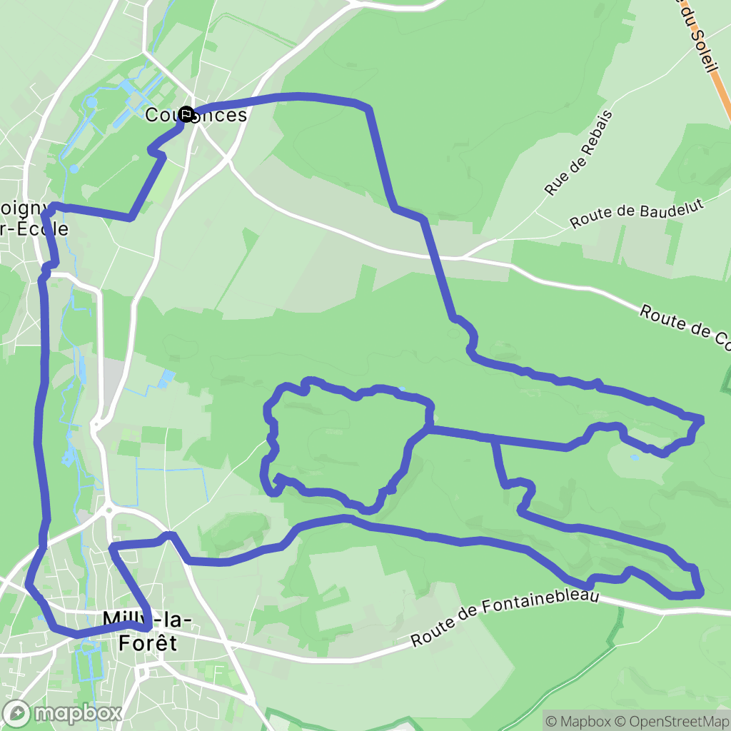 Courances : carte du parcours de randonnée - France
