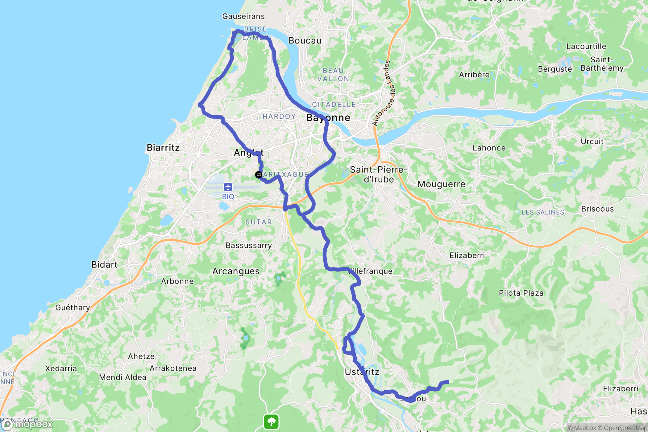 Anglet : carte du parcours de randonnée - France