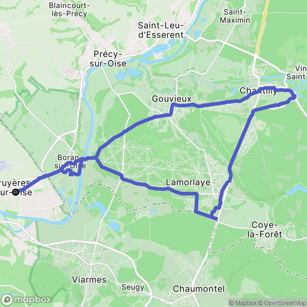Bruyères-sur-Oise : carte du parcours de randonnée - France