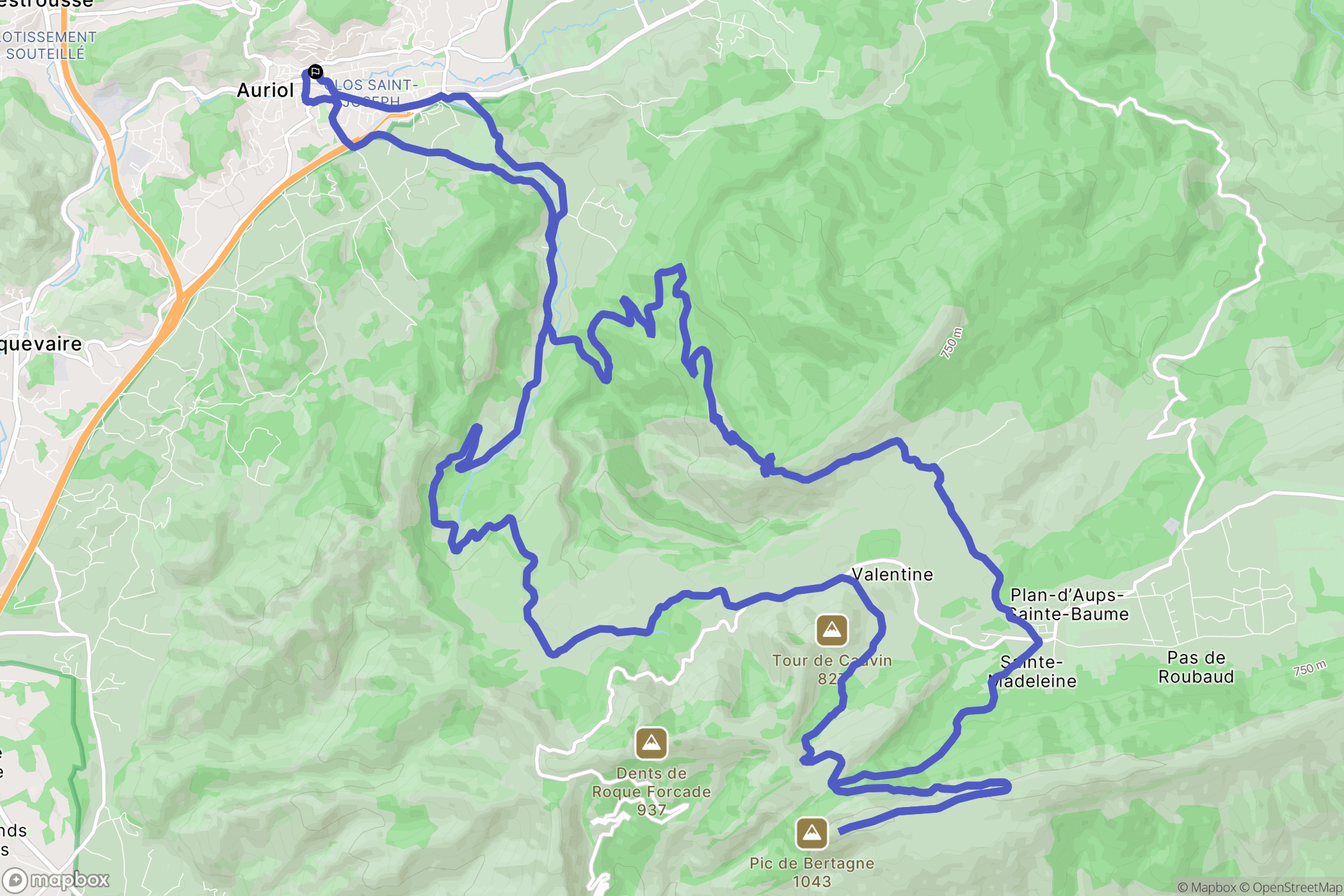 Auriol : carte du parcours de randonnée - France