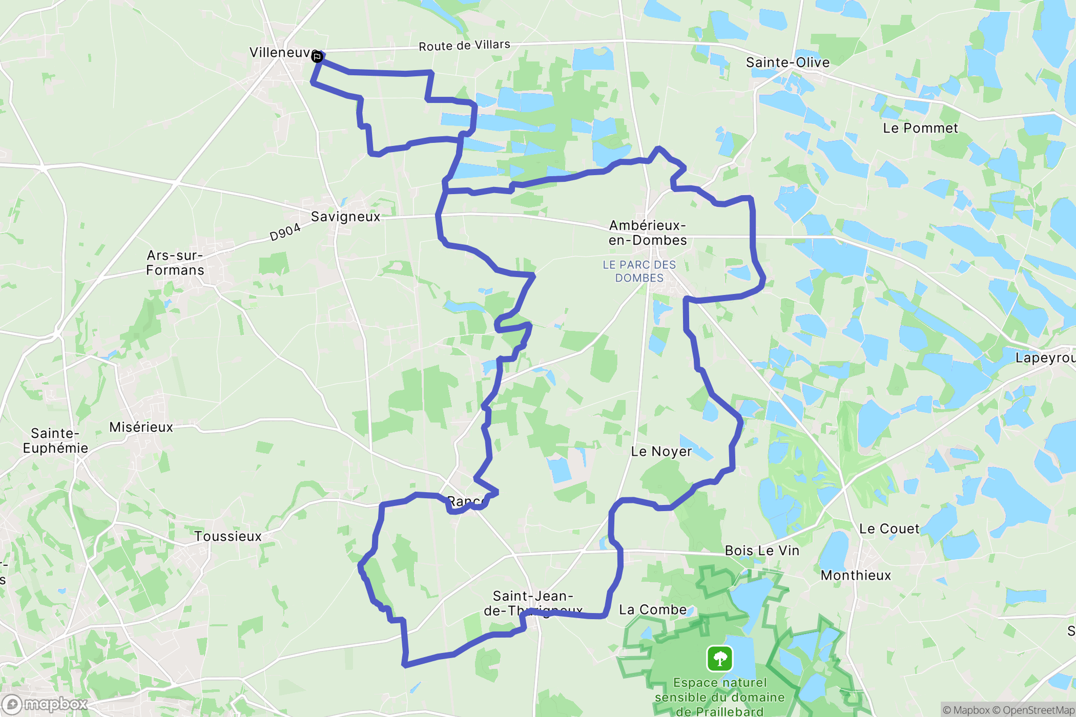 Villeneuve : carte du parcours de randonnée - France