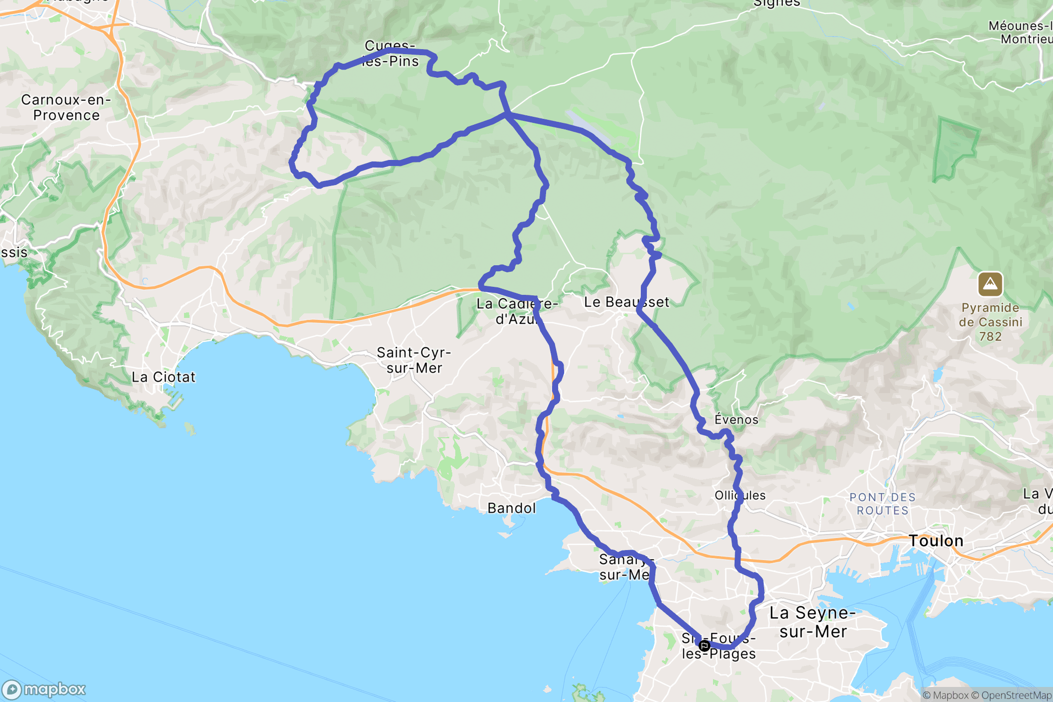 Six-Fours-les-Plages : carte du parcours de randonnée - France