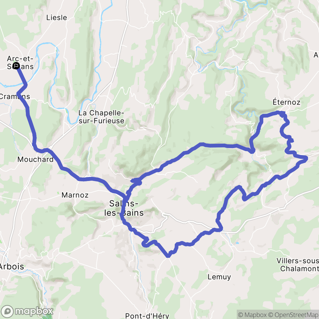 Arc-et-Senans : carte du parcours de randonnée - France