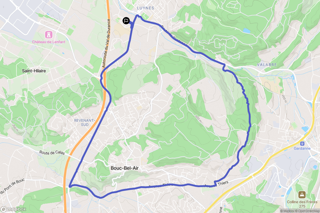 Aix-en-Provence : carte du parcours de randonnée - France