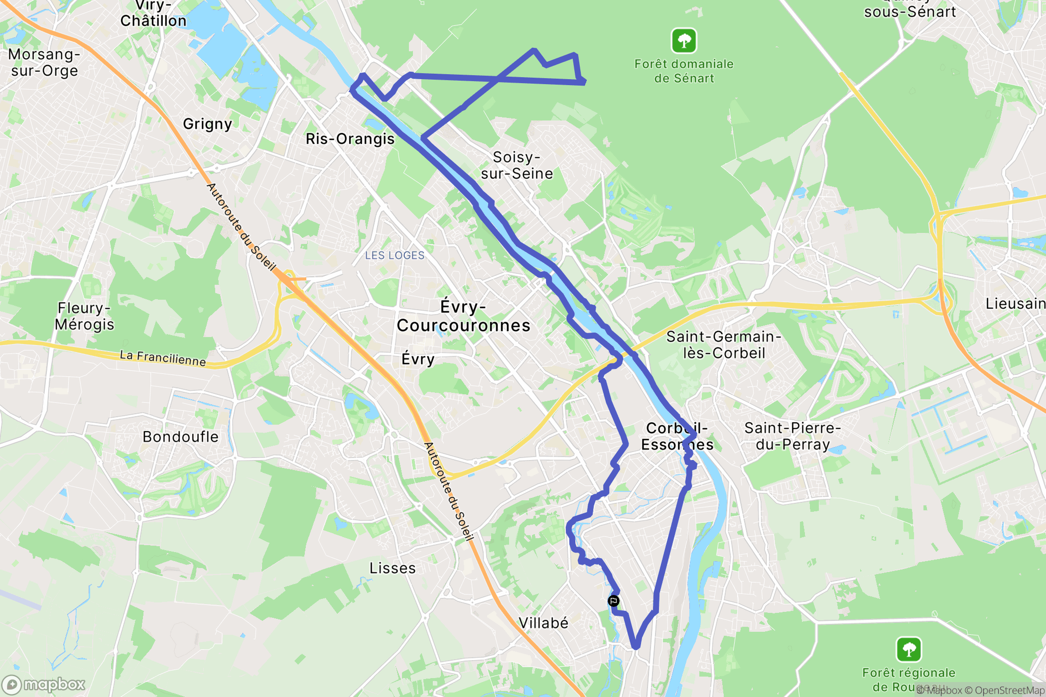 Corbeil-Essonnes : carte du parcours de randonnée - France