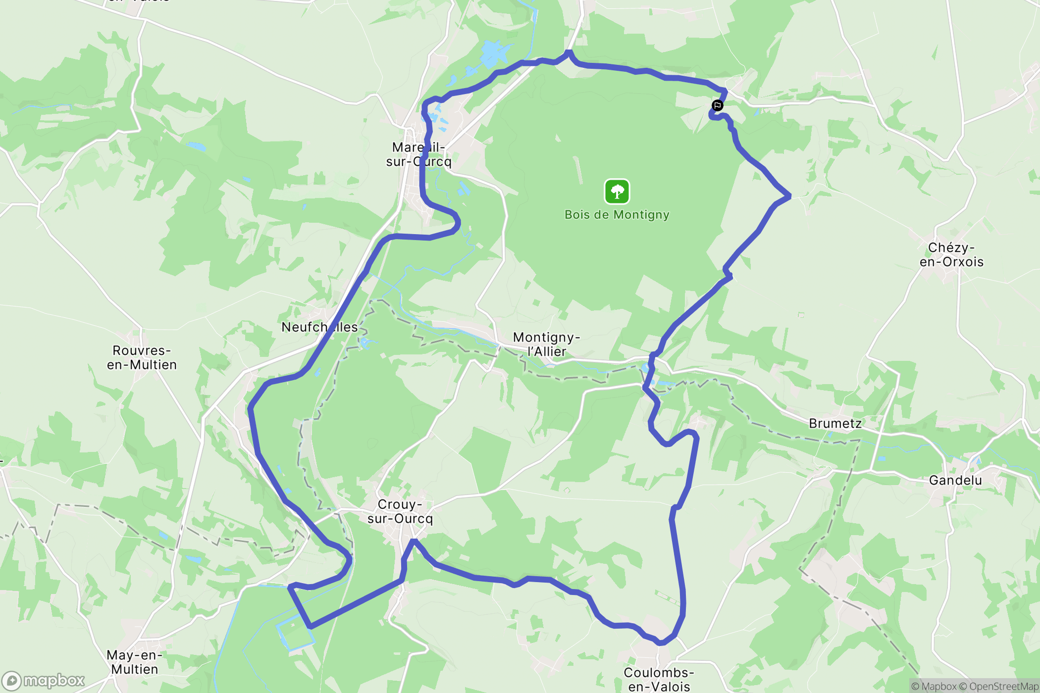 Chézy-en-Orxois : carte du parcours de randonnée - France