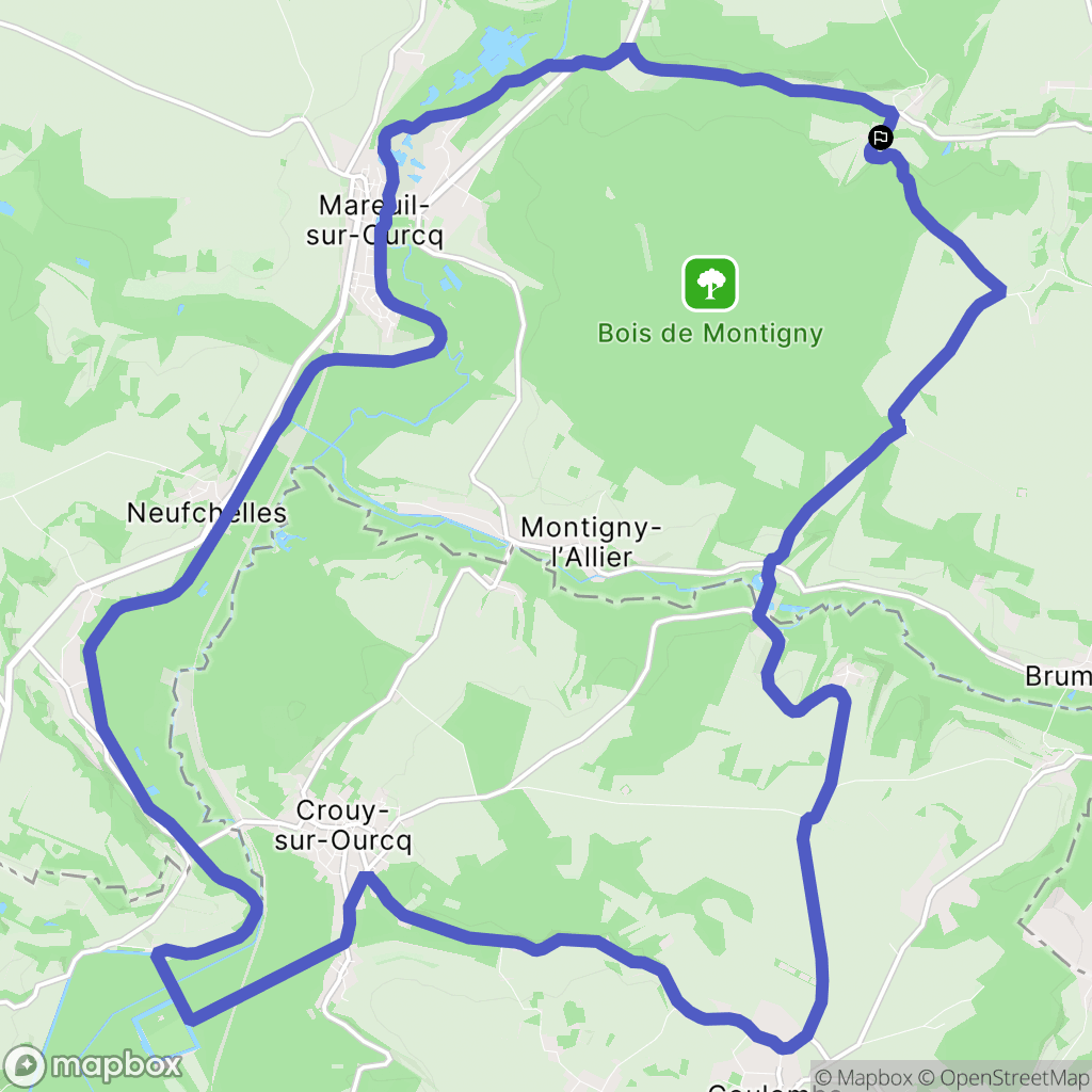 Chézy-en-Orxois : carte du parcours de randonnée - France
