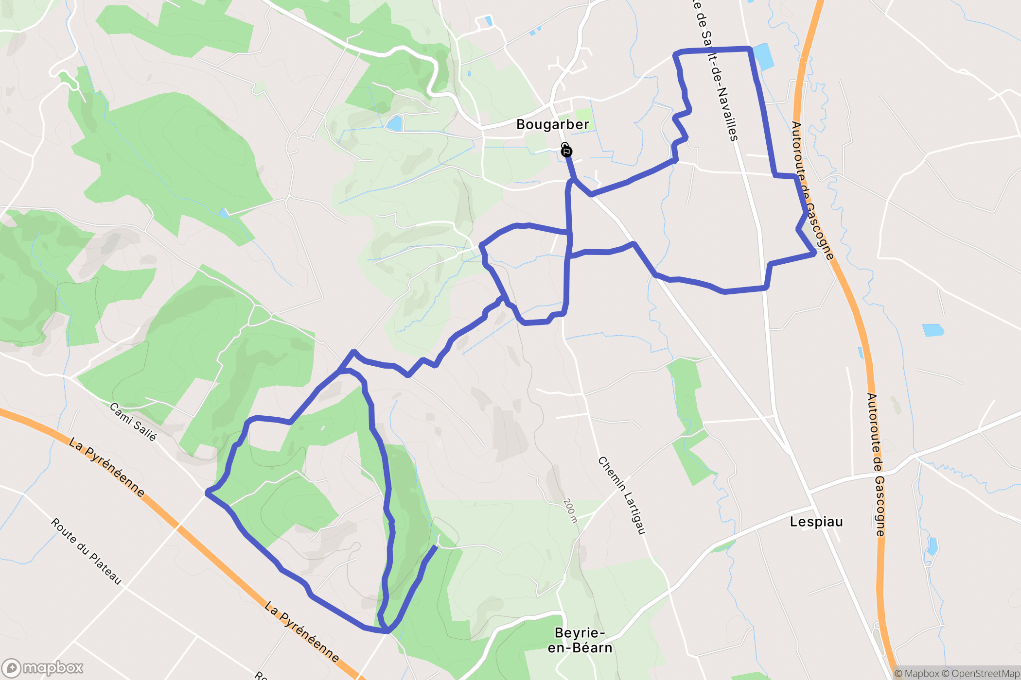 Bougarber : carte du parcours de randonnée - France