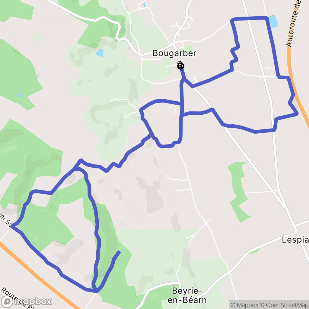 Bougarber : carte du parcours de randonnée - France