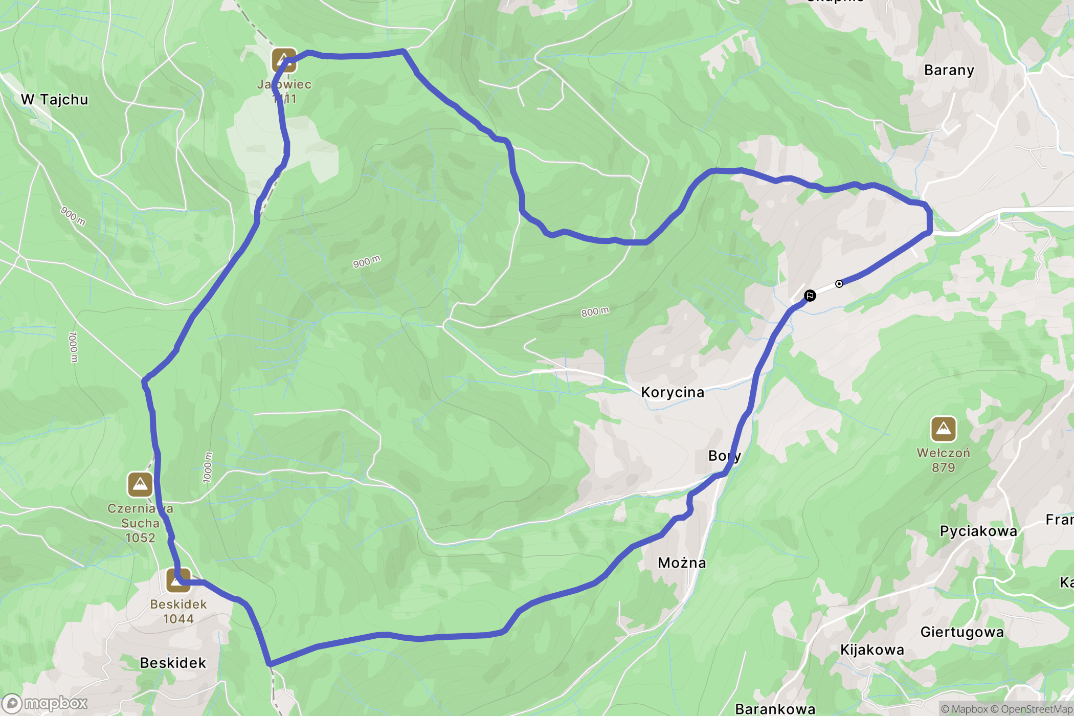 Zawoja: mapa trasy - Poland