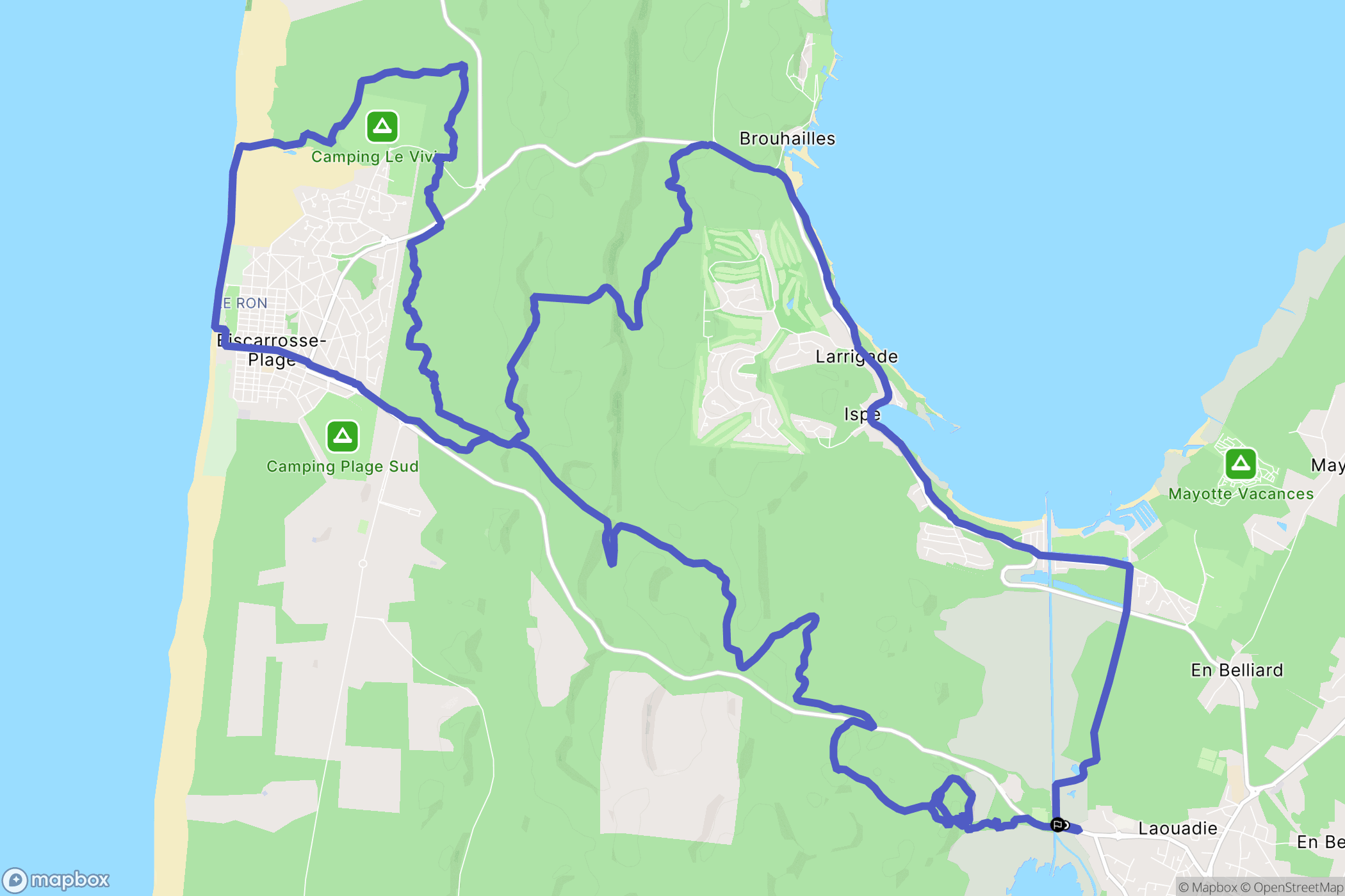 Biscarrosse : carte du parcours de randonnée - France