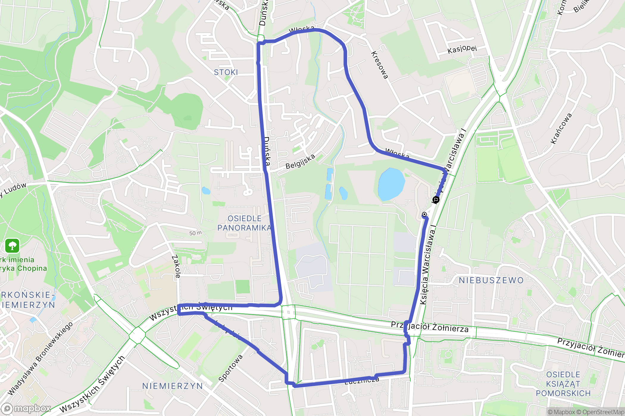 Szczecin: mapa trasy - Poland