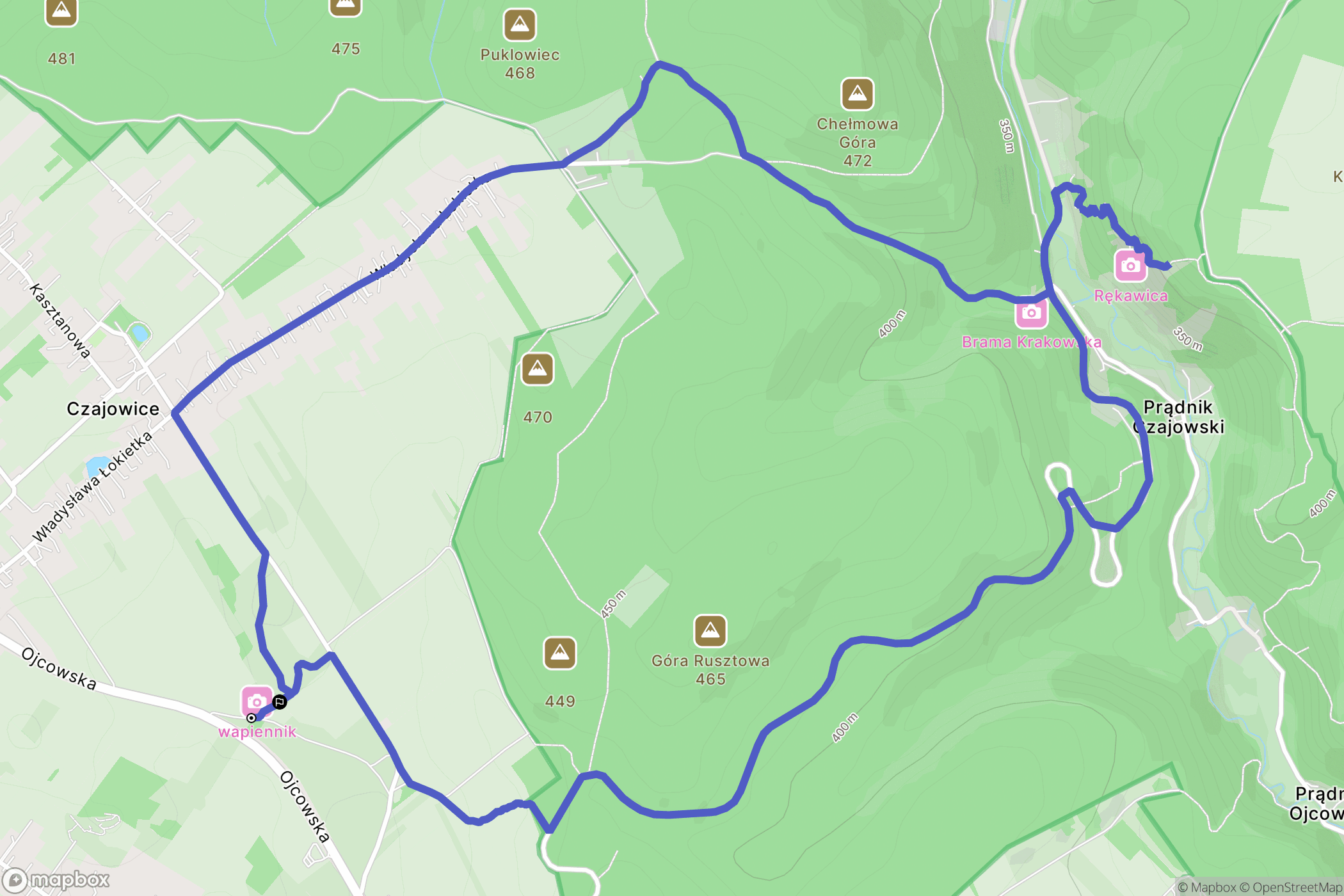 Czajowice: mapa trasy - Poland