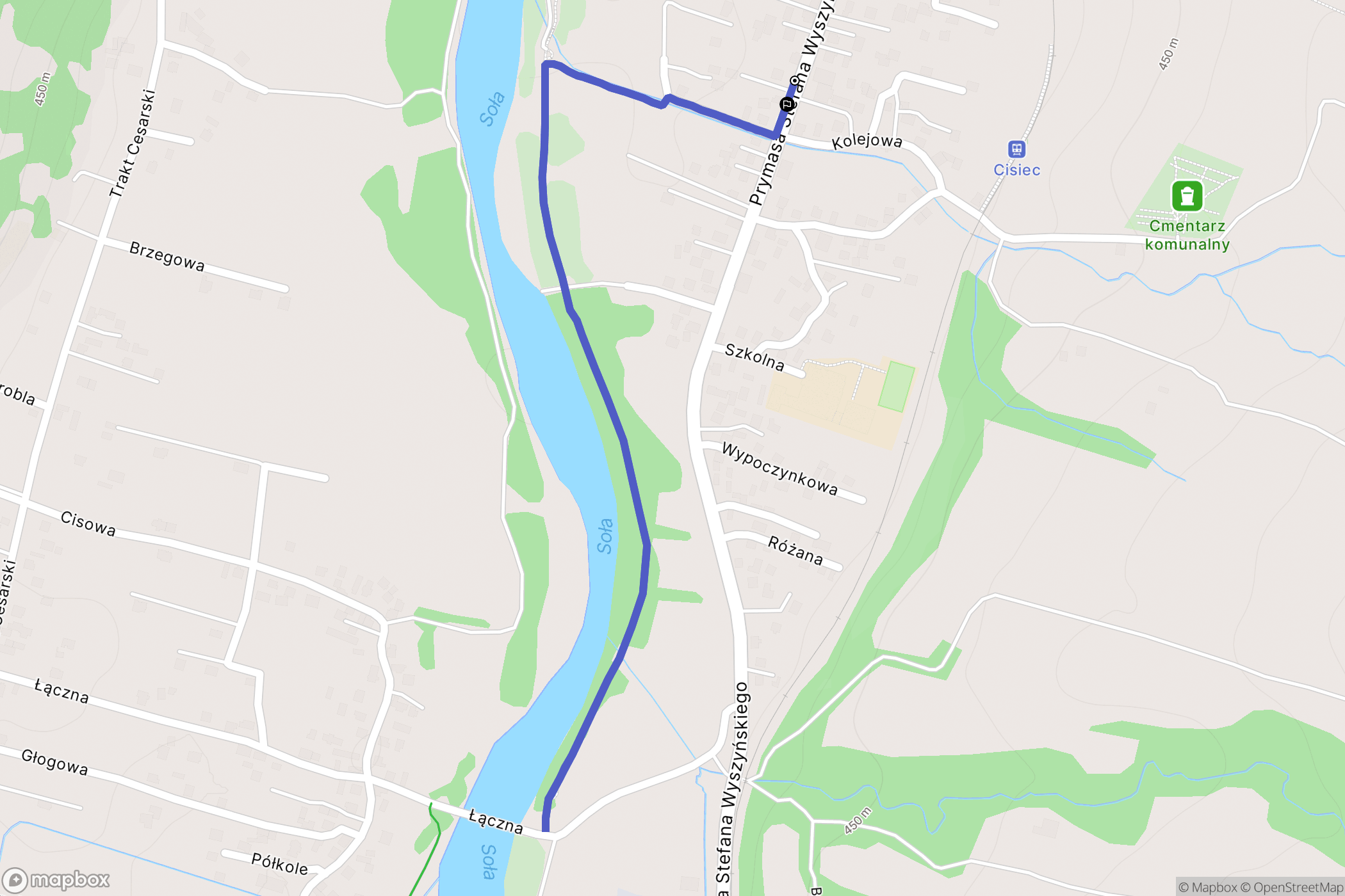Cisiec: mapa trasy - Poland