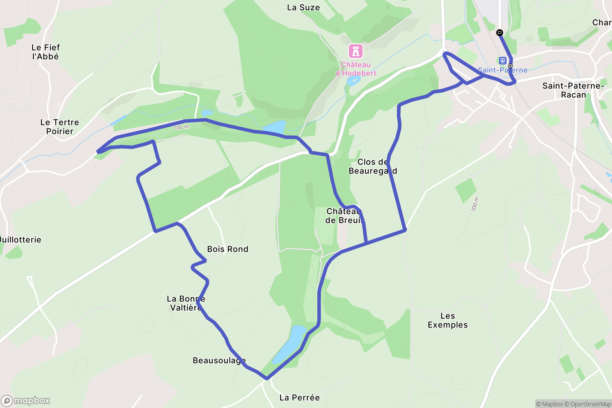 Saint-Paterne-Racan : carte du parcours de randonnée - France