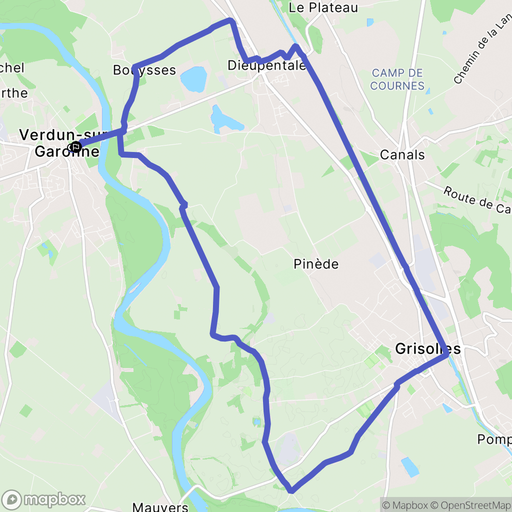 Verdun-sur-Garonne : carte du parcours de randonnée - France