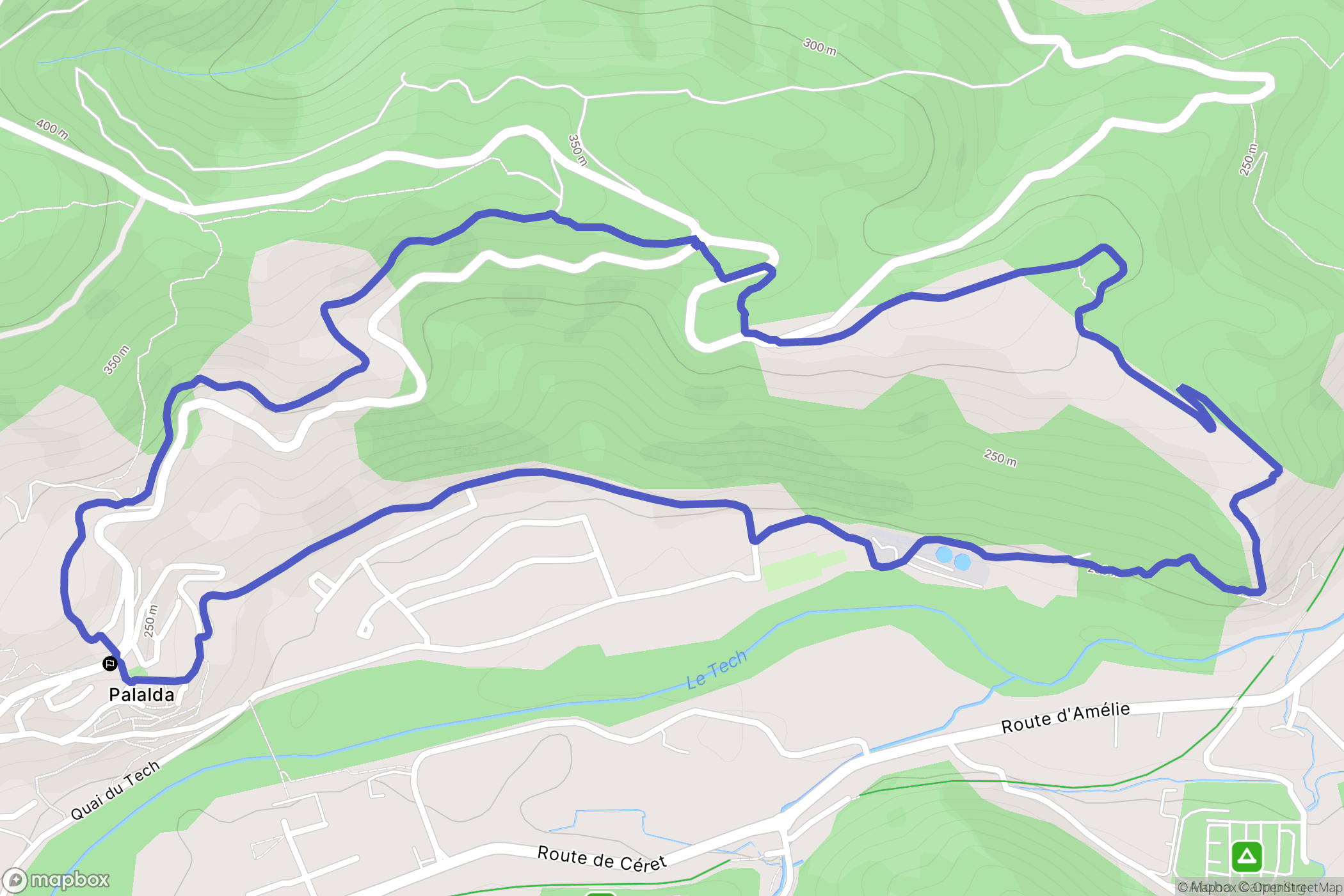 Amélie-les-Bains-Palalda : carte du parcours de randonnée - France