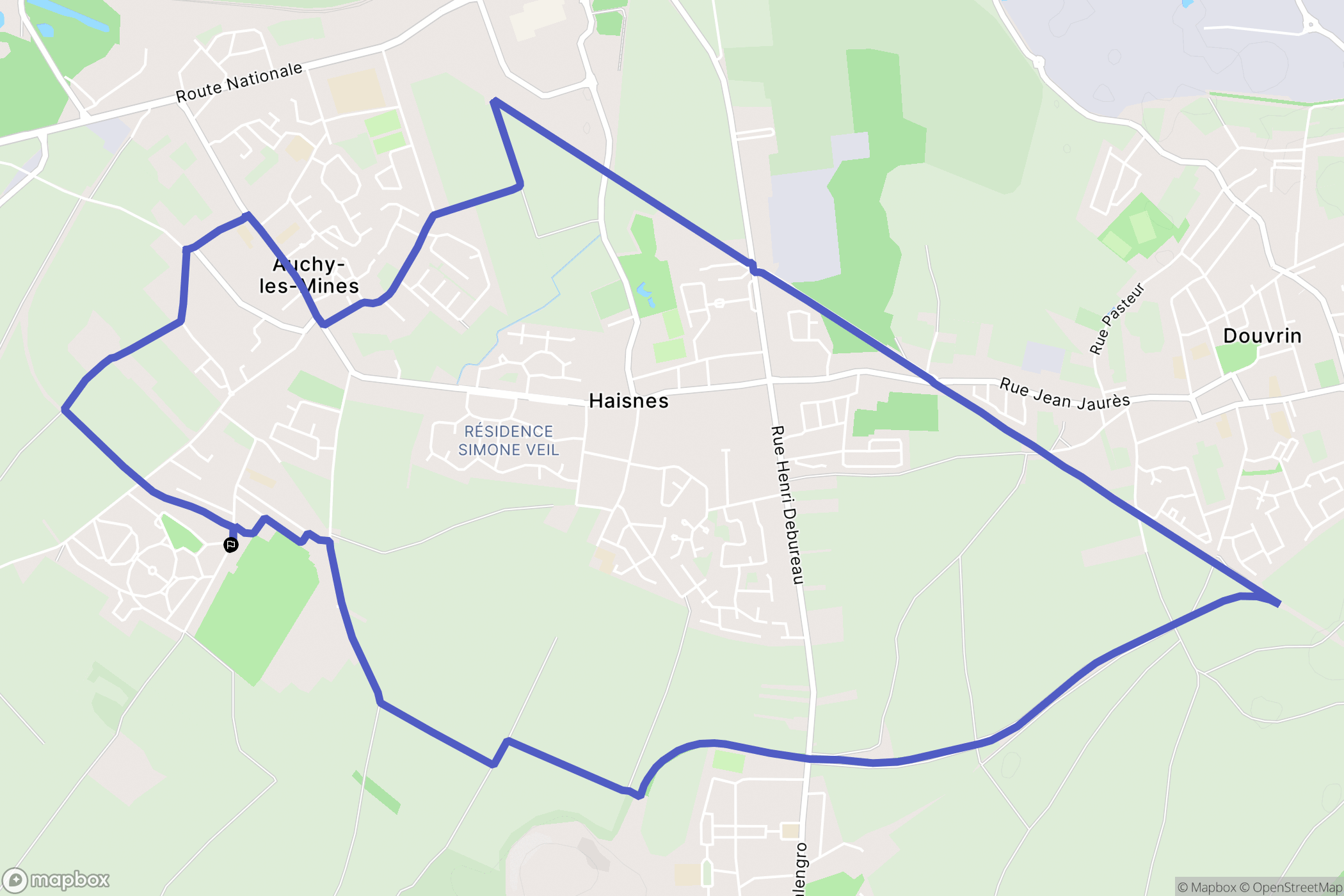 Auchy-les-Mines : carte du parcours de randonnée - France