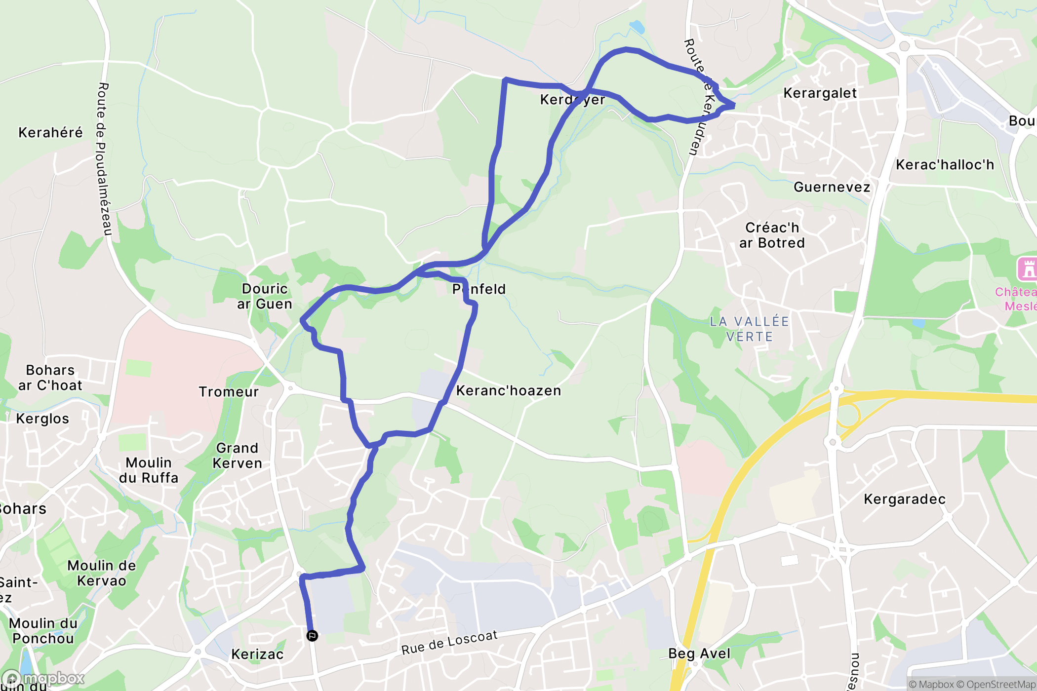 Brest : carte du parcours de randonnée - France