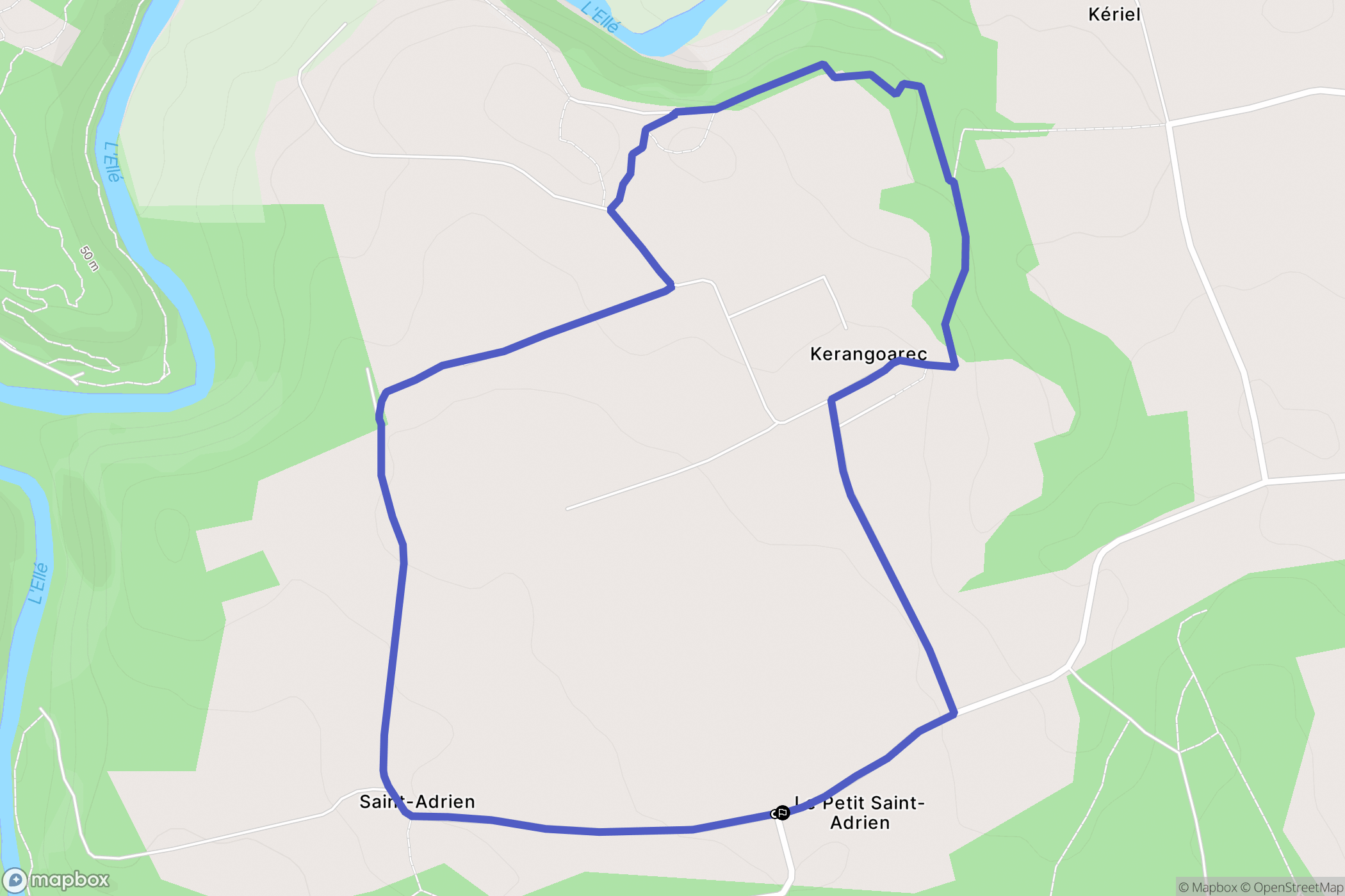 Arzano : carte du parcours de randonnée - France