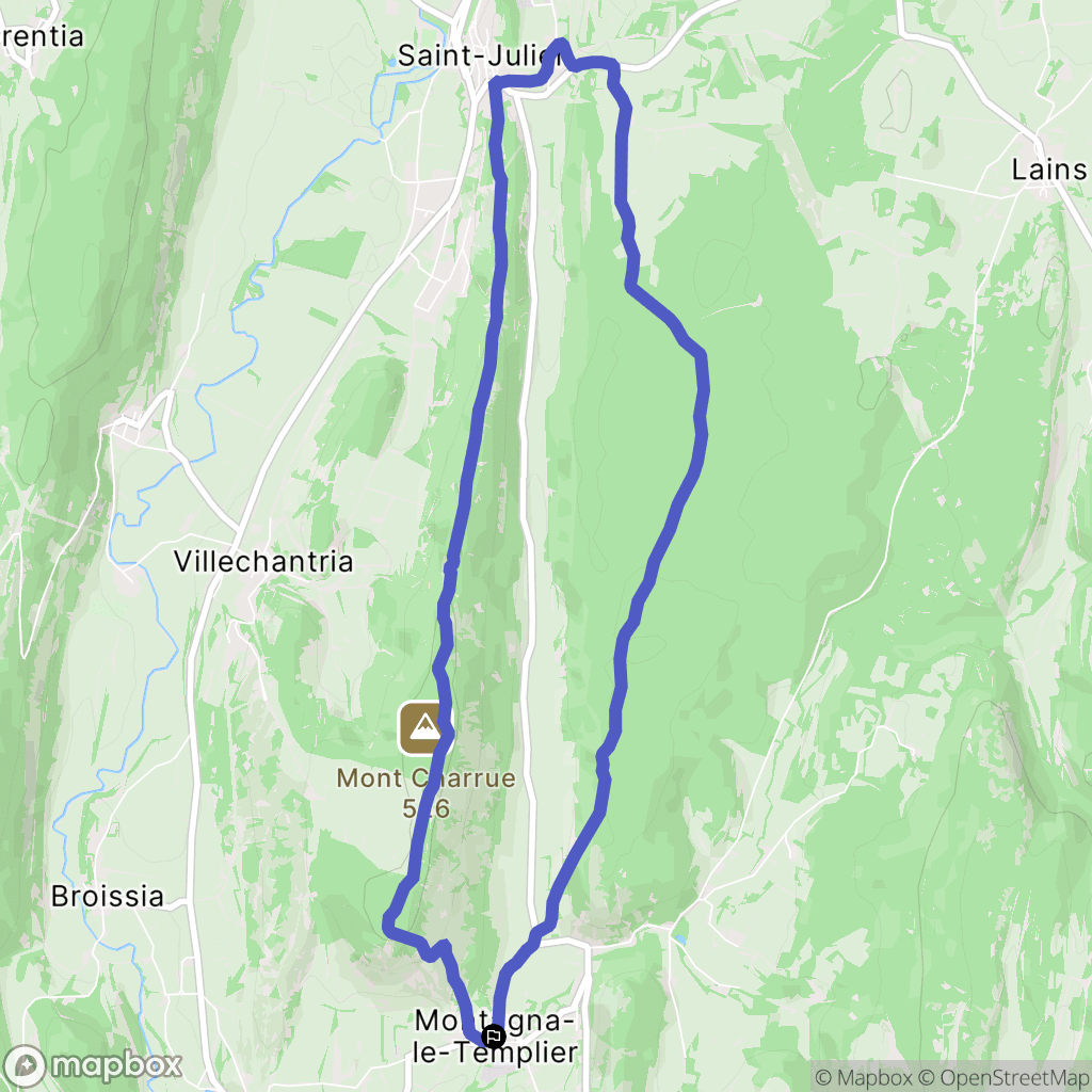 Montlainsia : carte du parcours de randonnée - France