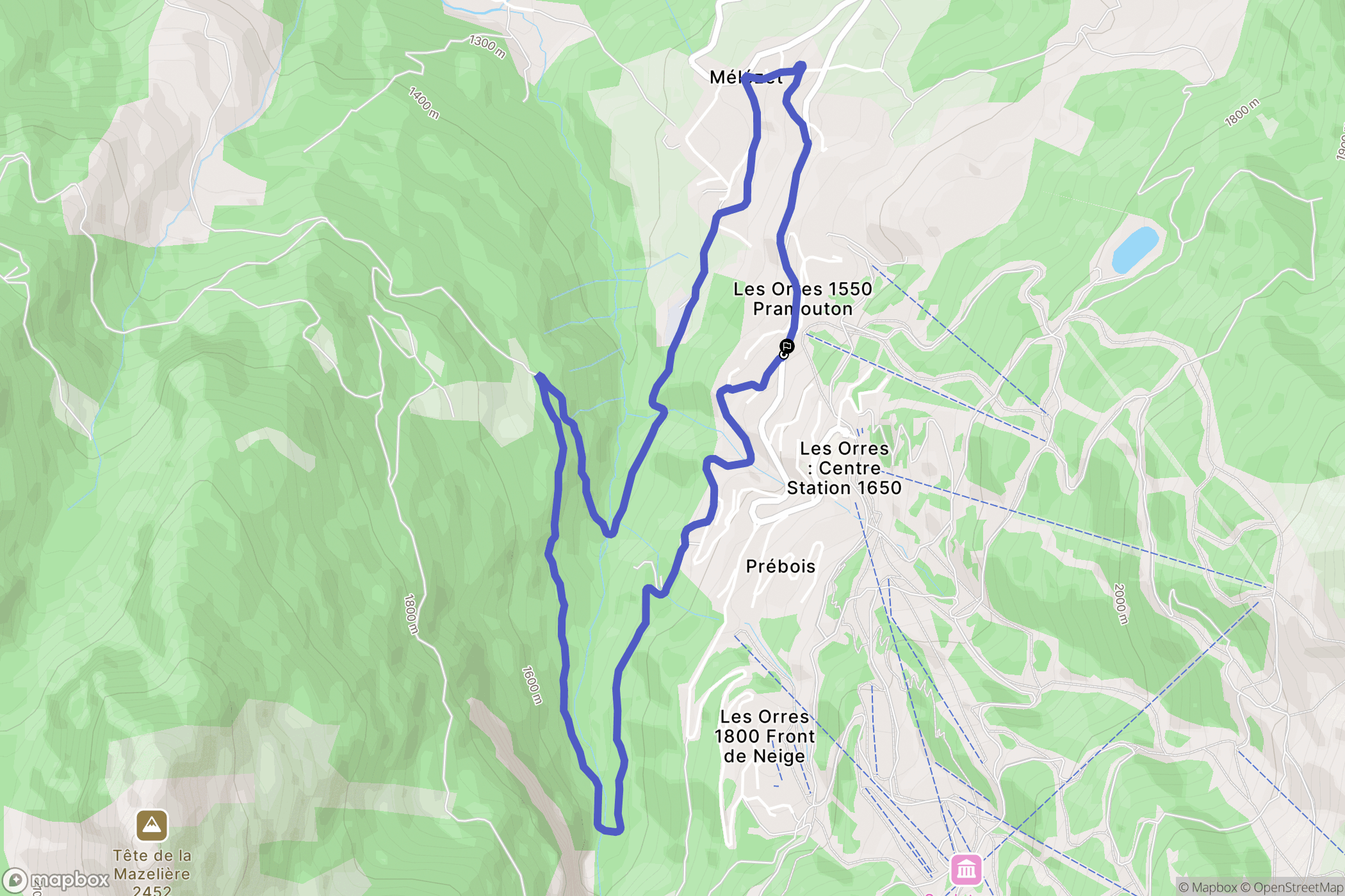 Les Orres : carte du parcours de randonnée - France
