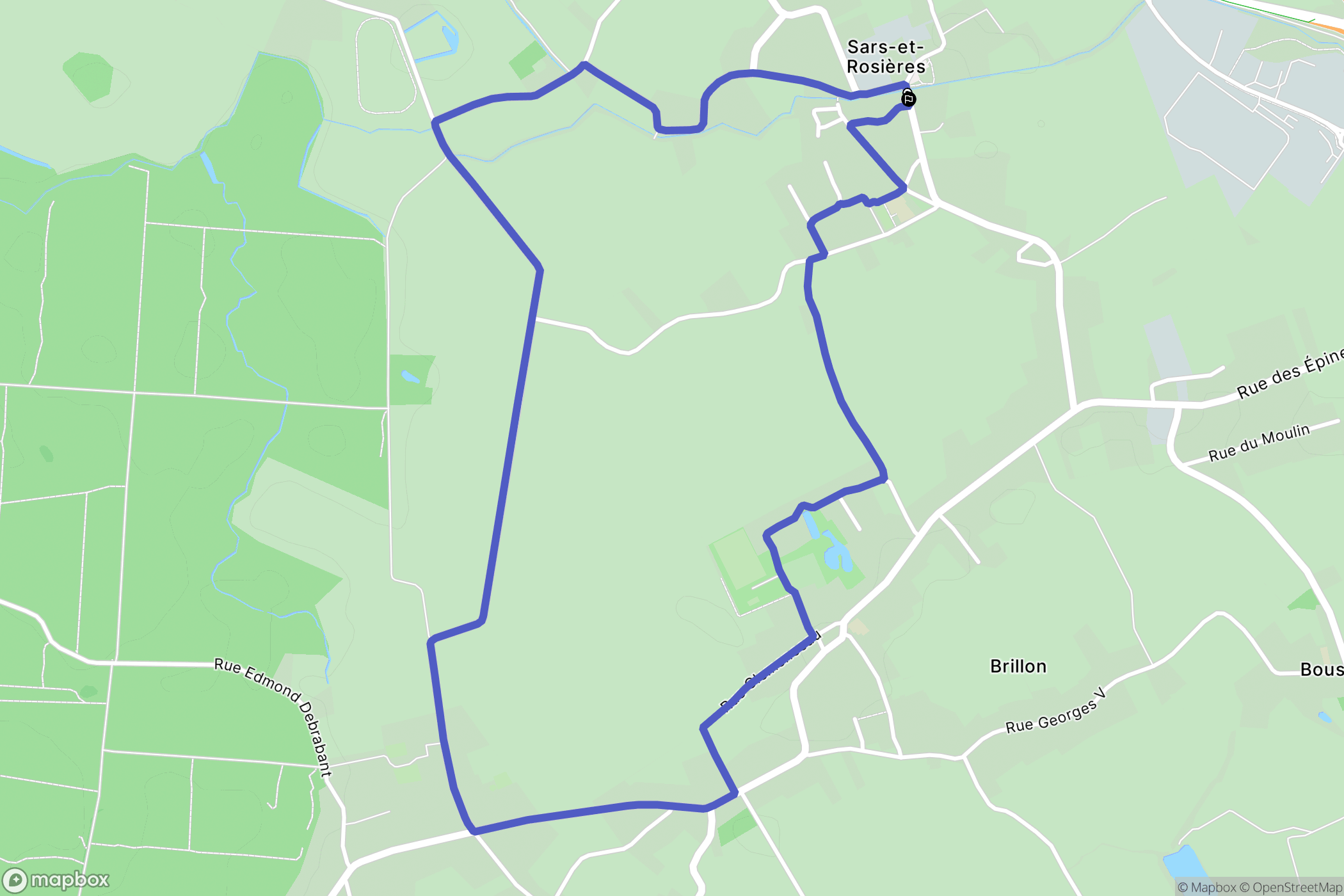 Sars-et-Rosières : carte du parcours de randonnée - France
