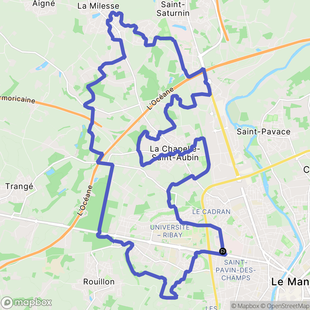 Le Mans : carte du parcours de randonnée - France