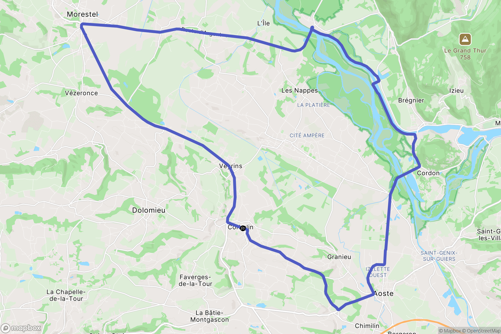 Corbelin : carte du parcours de randonnée - France