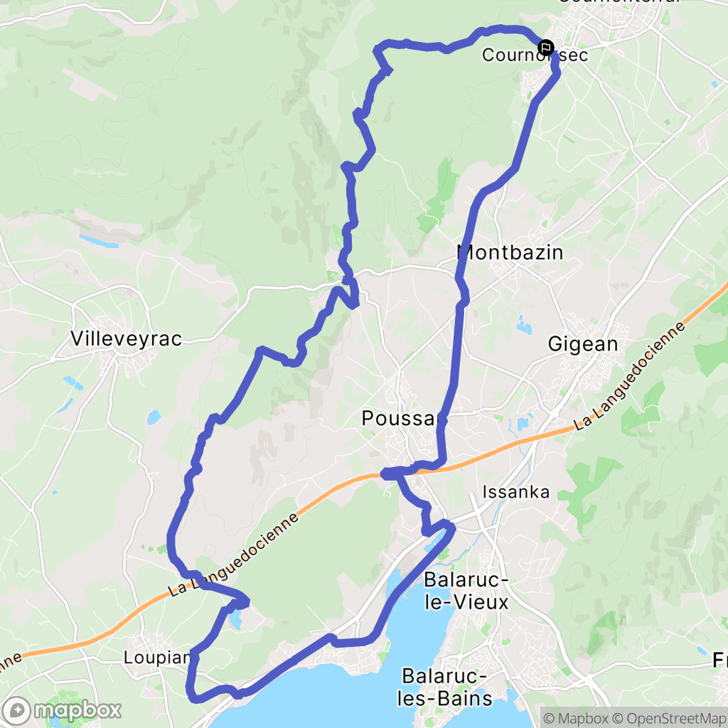 Cournonsec : carte du parcours de randonnée - France
