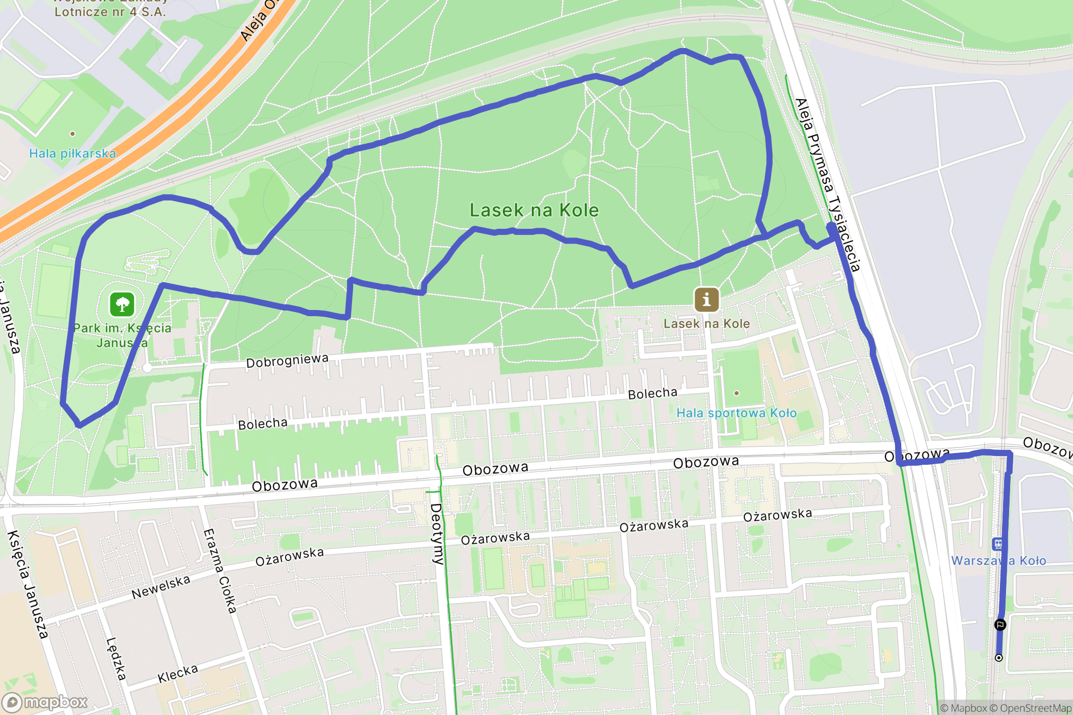Warszawa: mapa trasy - Poland
