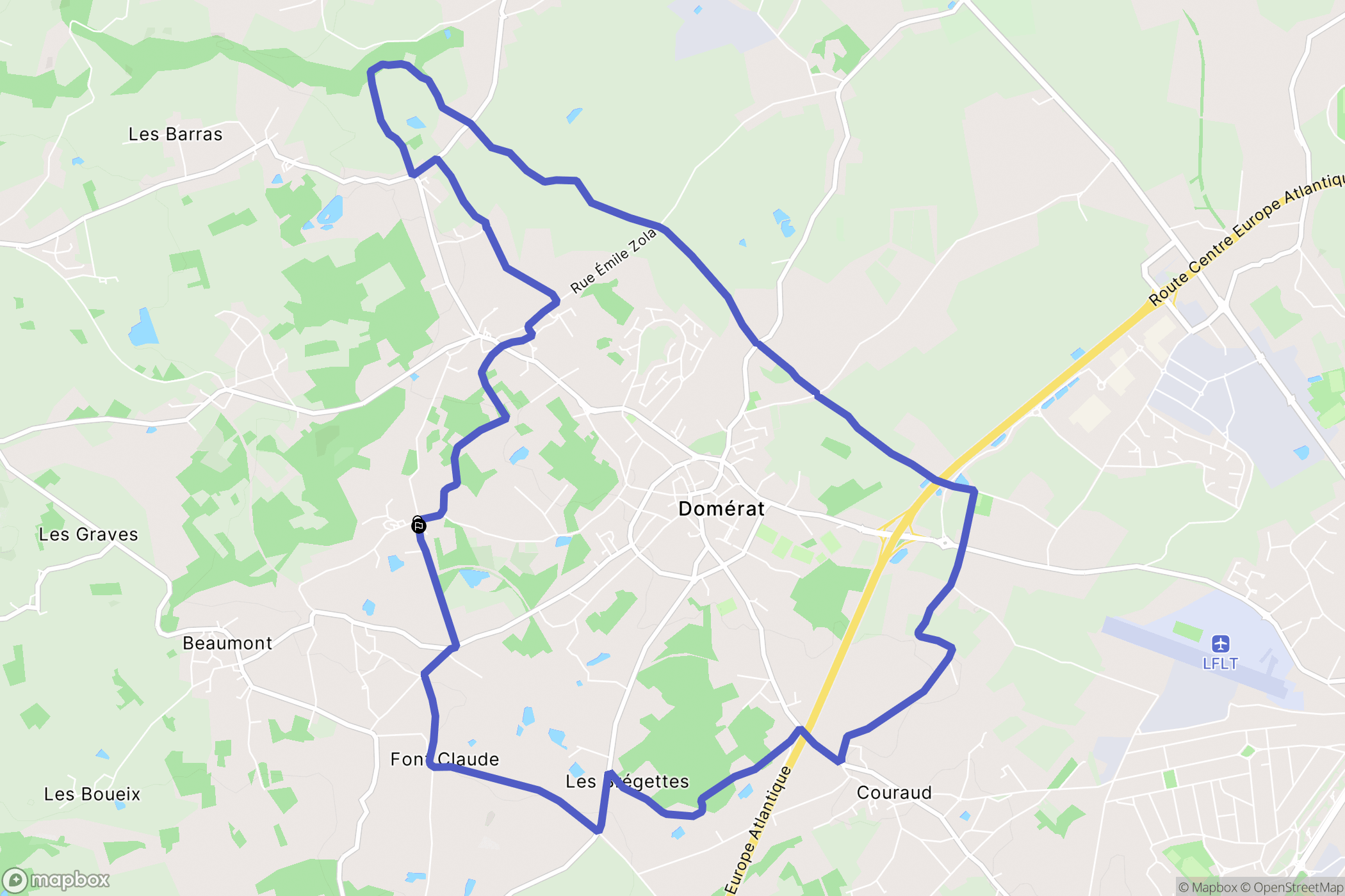 Domérat : carte du parcours de randonnée - France