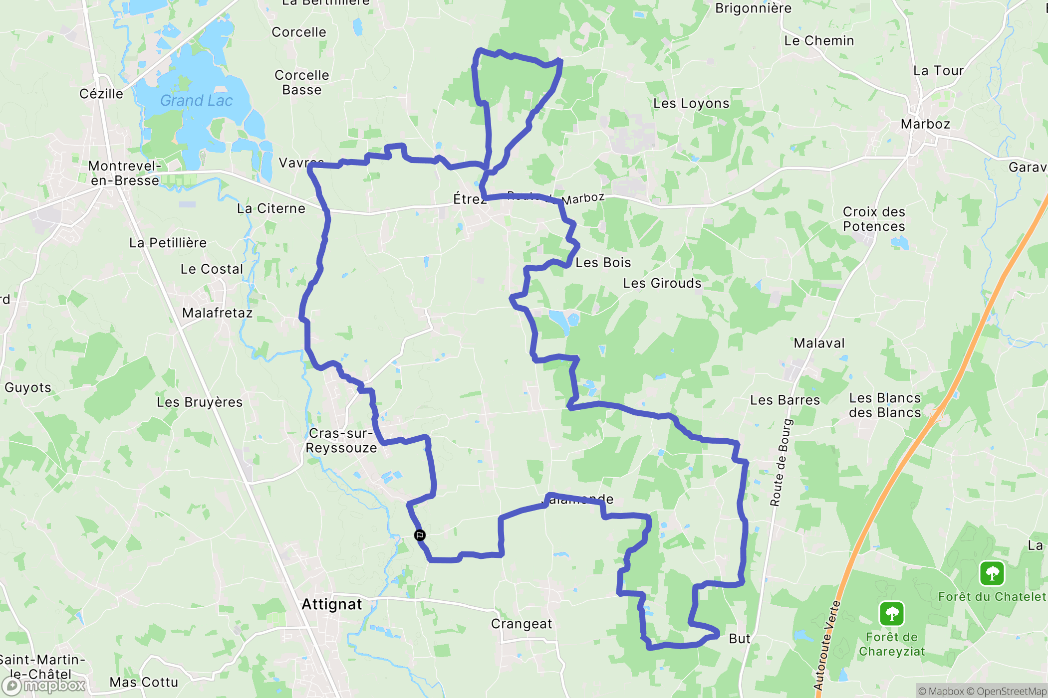 Bresse Vallons : carte du parcours de randonnée - France