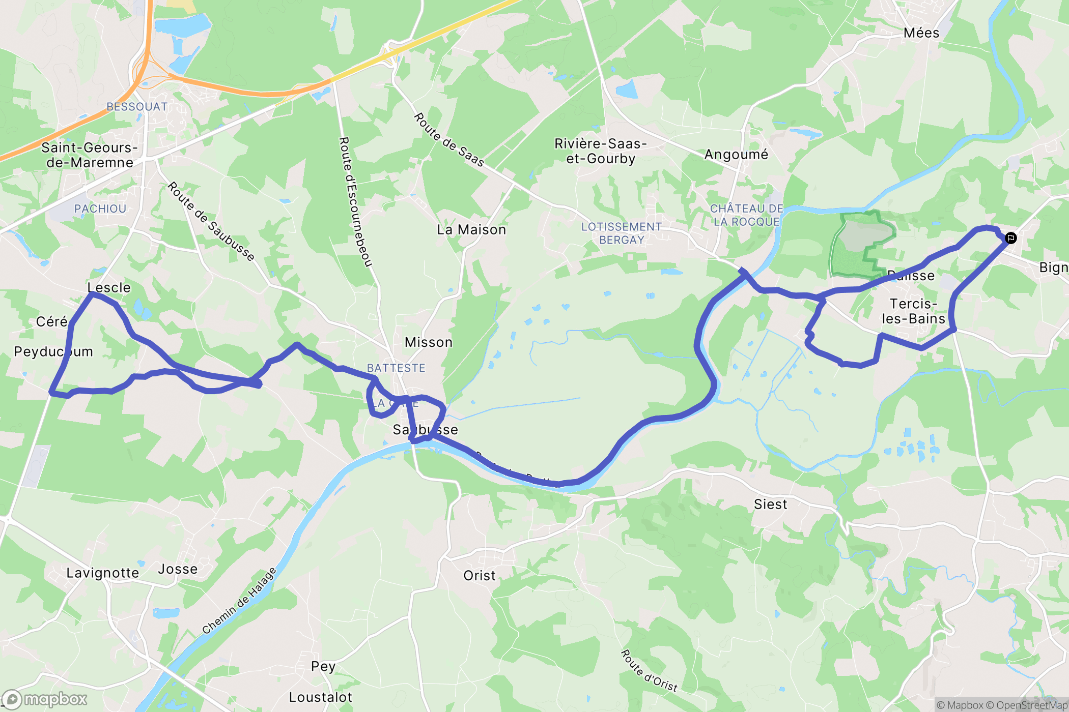 Tercis-les-Bains : carte du parcours de randonnée - France