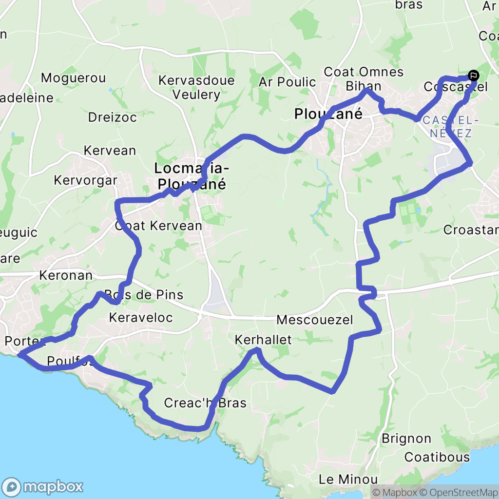 Plouzané : carte du parcours de randonnée - France