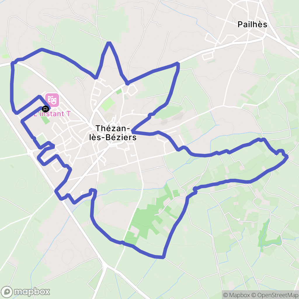 Thézan-lès-Béziers : carte du parcours de randonnée - France