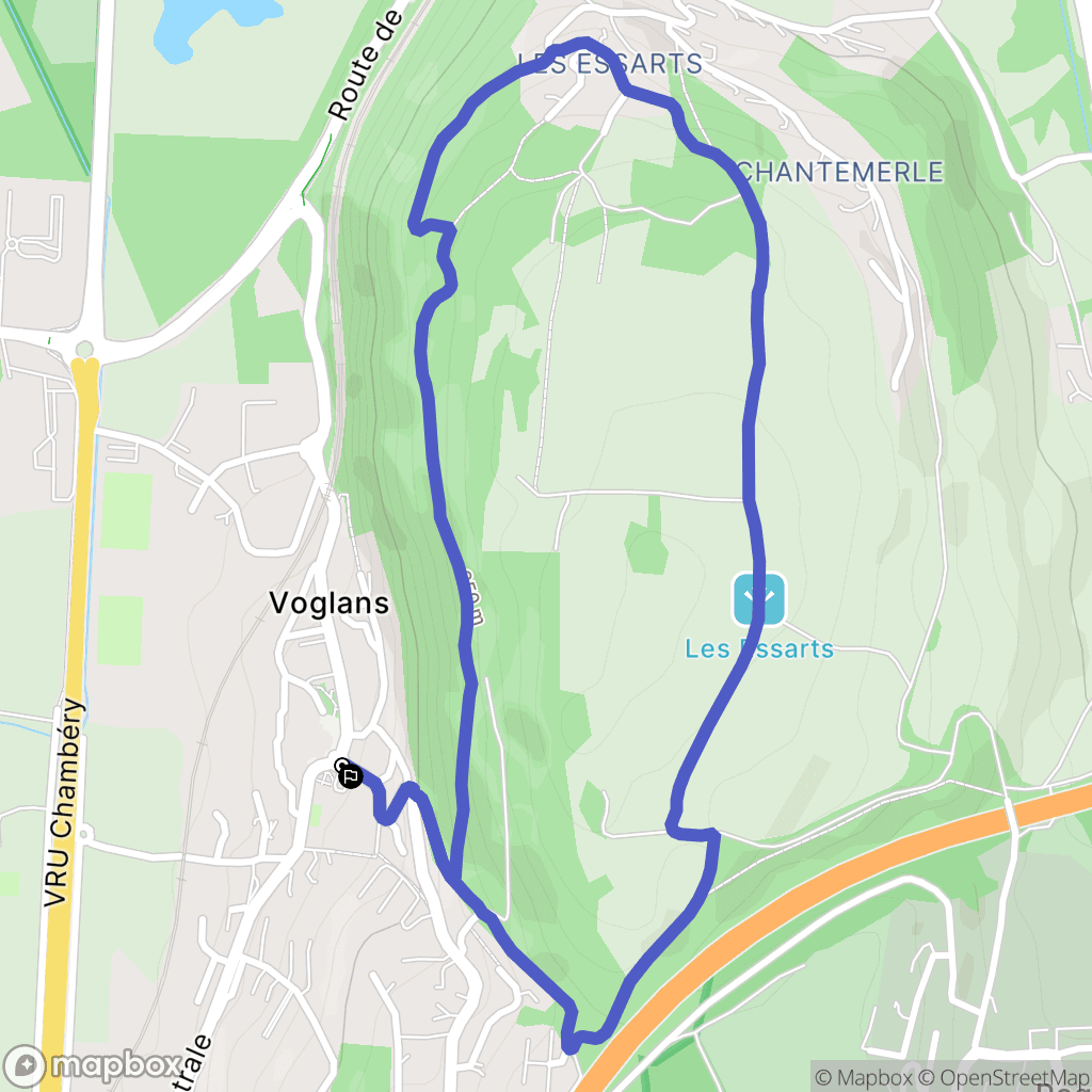 Voglans : carte du parcours de randonnée - France