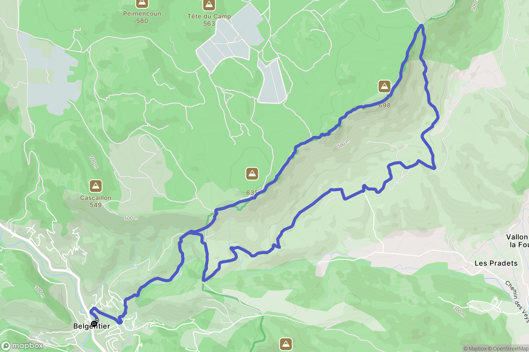 Belgentier : carte du parcours de randonnée - France