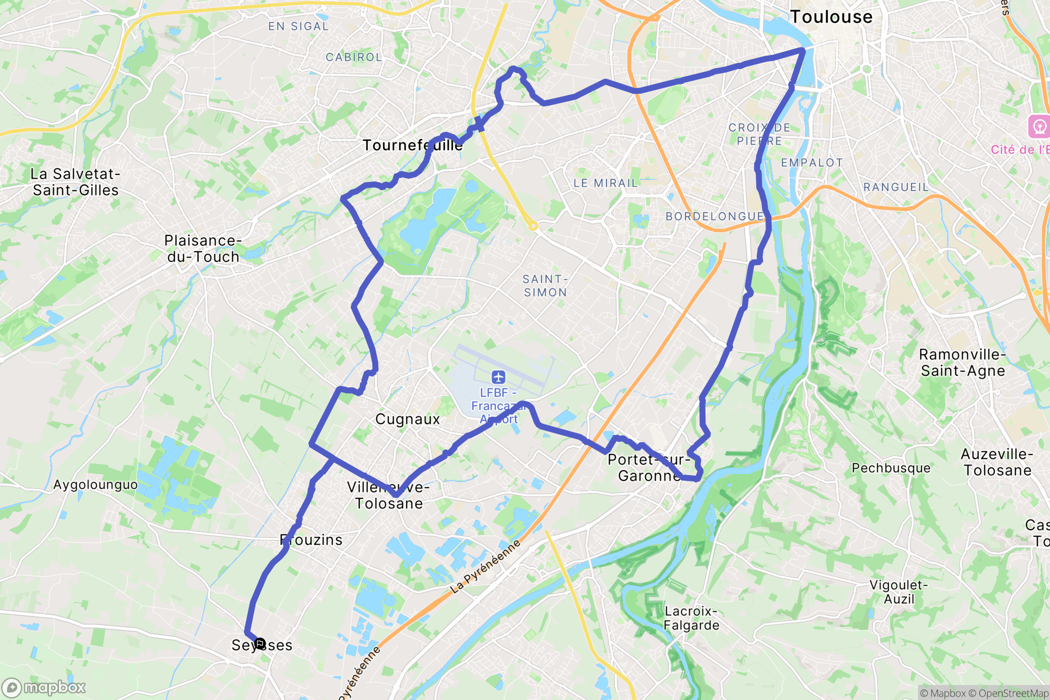 Seysses : carte du parcours de randonnée - France