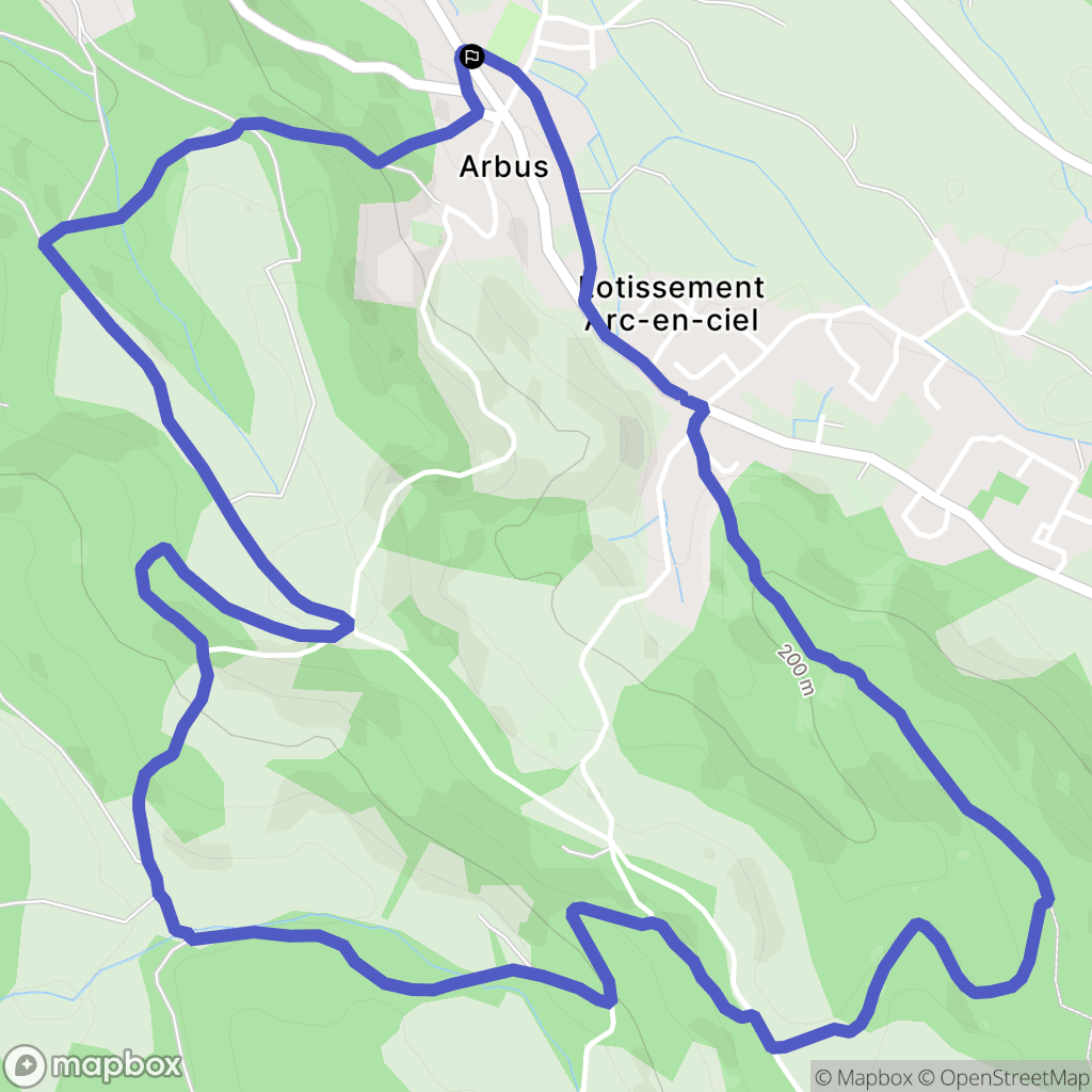 Arbus : carte du parcours de randonnée - France
