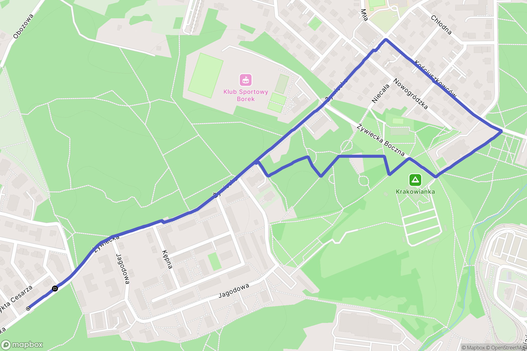 Kraków: mapa trasy - Poland