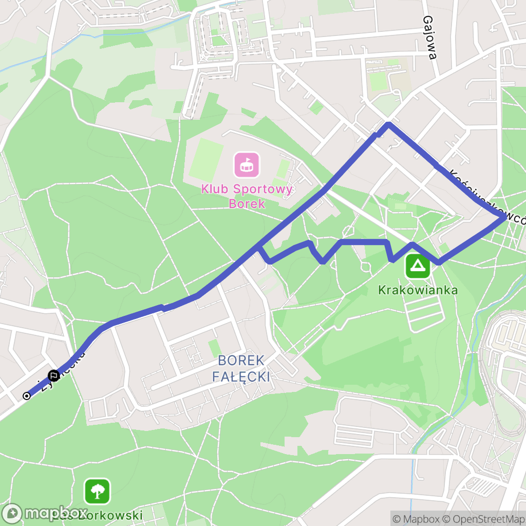 Kraków: mapa trasy - Poland