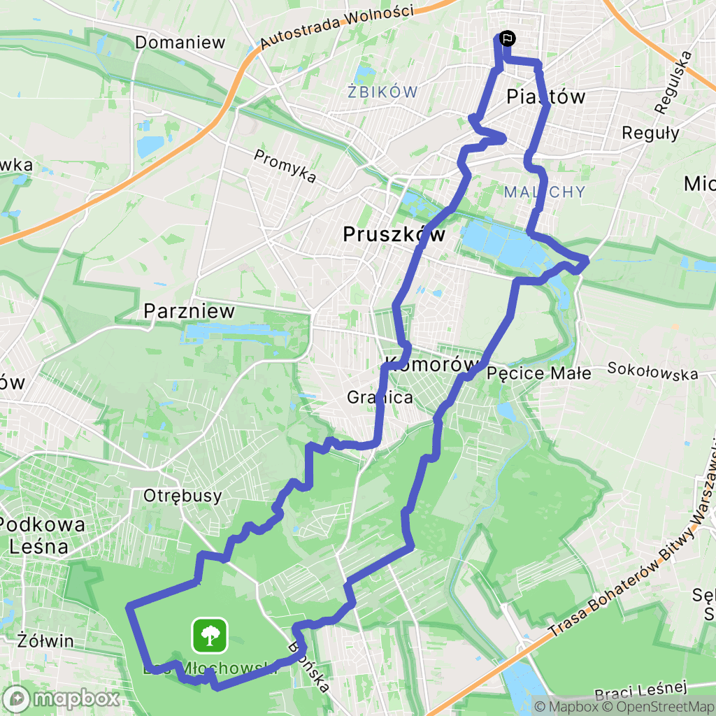 Piastów: mapa trasy - Poland