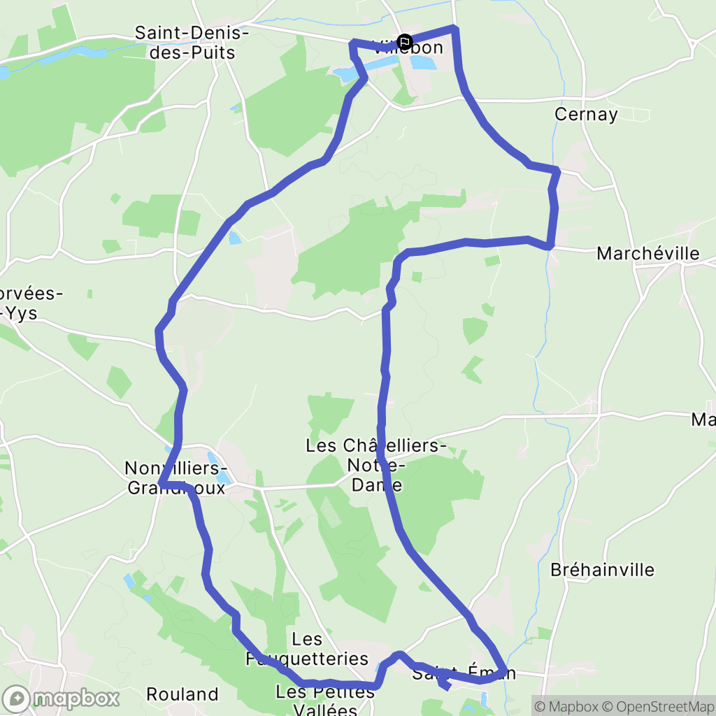 Villebon : carte du parcours de randonnée - France