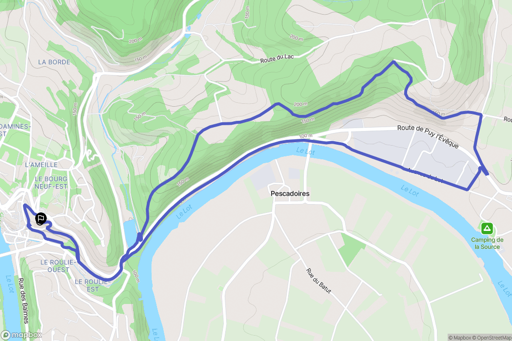 Puy-l'Évêque : carte du parcours de randonnée - France