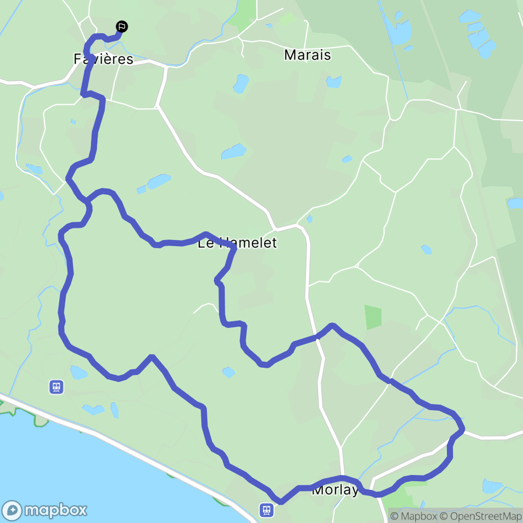 Favières : carte du parcours de randonnée - France
